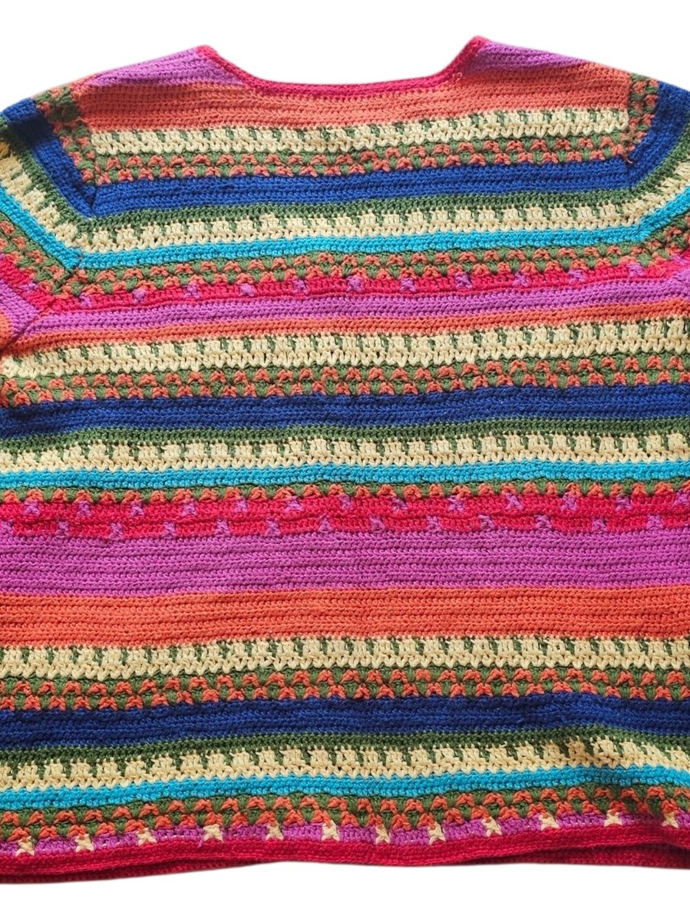 Casual Corner Annex Crochet Cardigan XL Colorful Striped Boho Knit Button Front - Picture 6 of 11